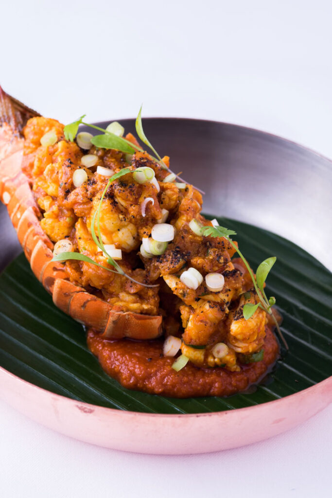 Kadai Lobster Tail wok-seared with Indian spices