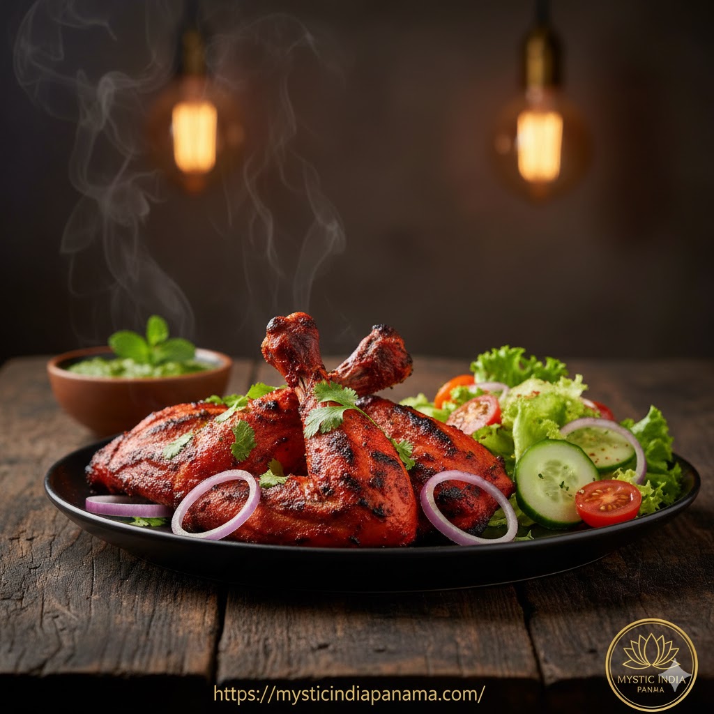 light tandoori chicken served with salad