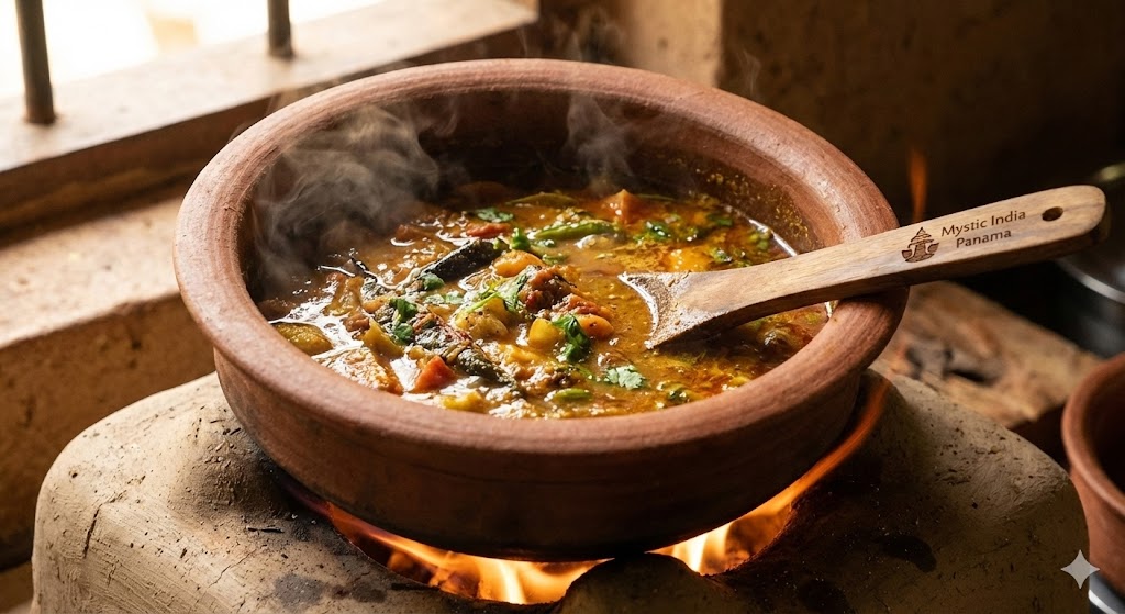Traditional Indian clay pot cooking enhancing flavor and nutrition