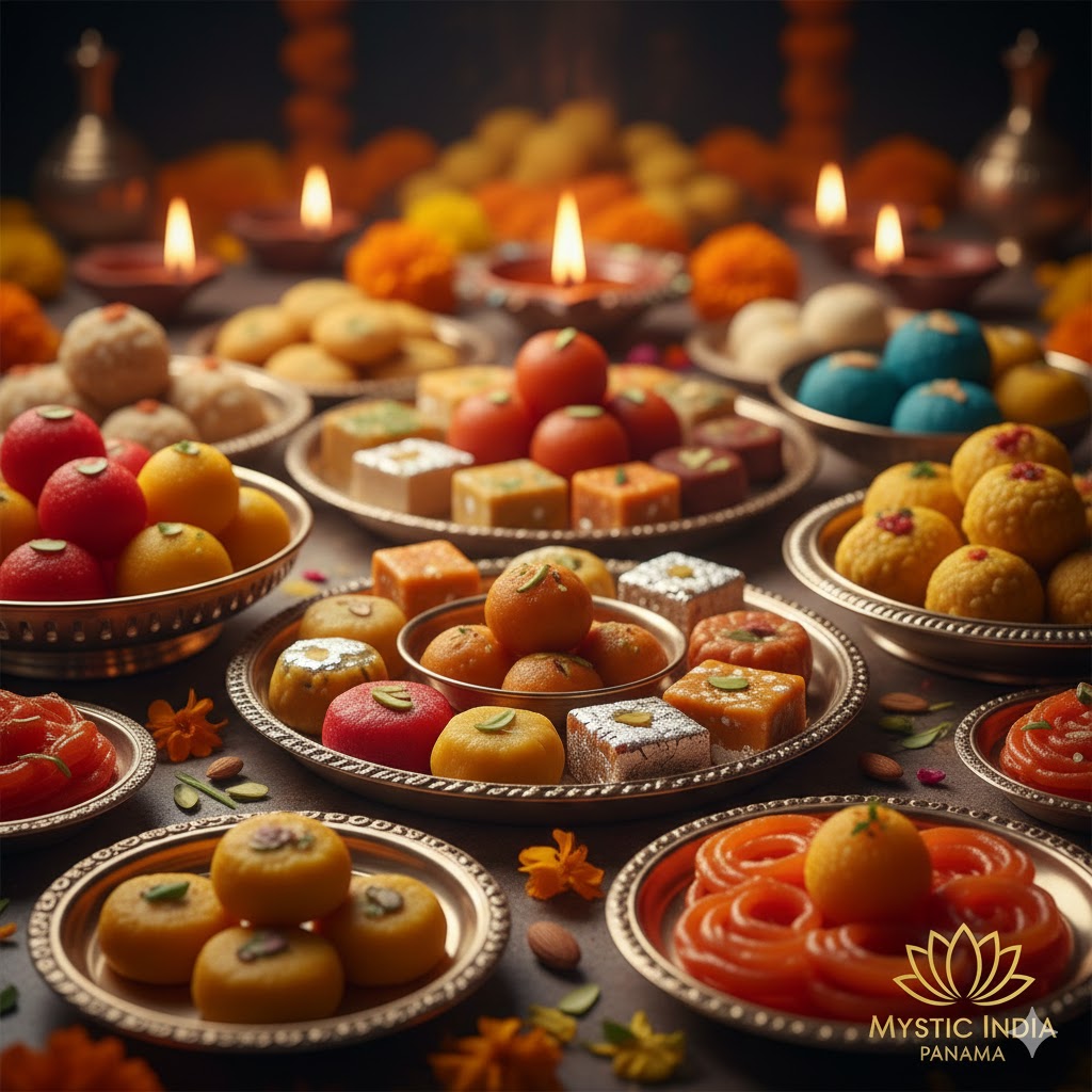 Traditional Indian sweets served during Diwali celebrations