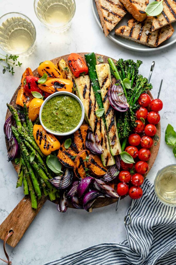 Indian vegetarian grill platter with paneer and marinated vegetables served hot.
